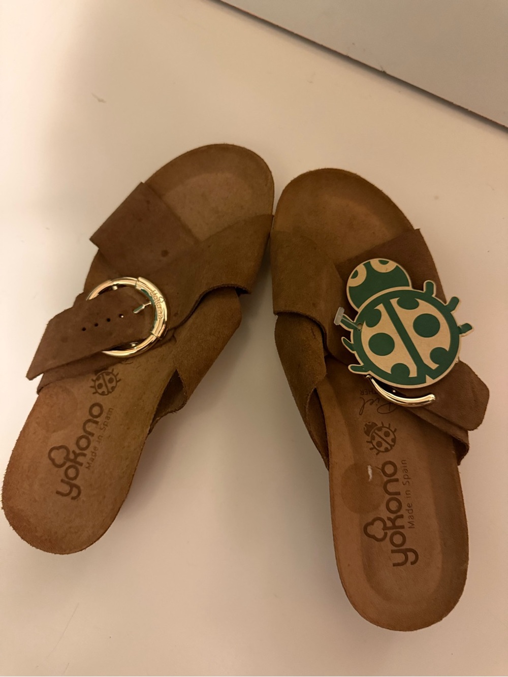 Yokono Women’s Brown Suede Leather Wedge Sandals Size 7.5 Made in Spain NWT